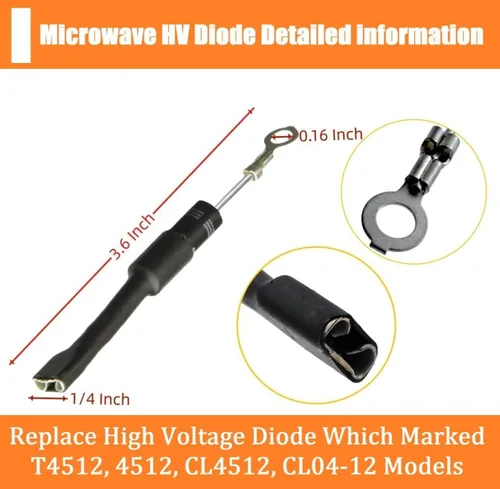 Rectificador de diodo de alto voltaje para microondas WB27x10597 (T4512) se adapta a GE Hotpoint WB27X1160, WB27x10597, AP3192533, PS239740, EA239740