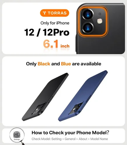 Miniatura 2 de TORRAS Funda Ajustada para iPhone 12 Case/para iPhone 12 Pro Case, Delgada pero Protectora, Cubierta de PC Duro Liviana Mate Anti-Rayones