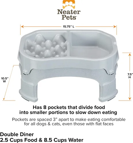 Miniatura 7 de Neater Pet Brands Comedero elevado para alimentación lenta más ordenada Cuenco elevado para alimentos para perro con altura ajustable