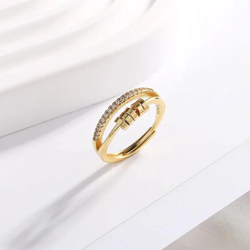 Miniatura 6 de Anillo de ansiedad de plata de ley S925 OOOPEL con tarjeta inspiradora, anillos ajustables antiestrés para ansiedad para mujer, anillo giratorio