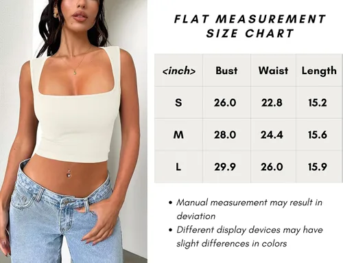 Miniatura 6 de Meyeeka Camiseta corta sexy sin mangas para mujer, sin costuras, cuello cuadrado, a la moda