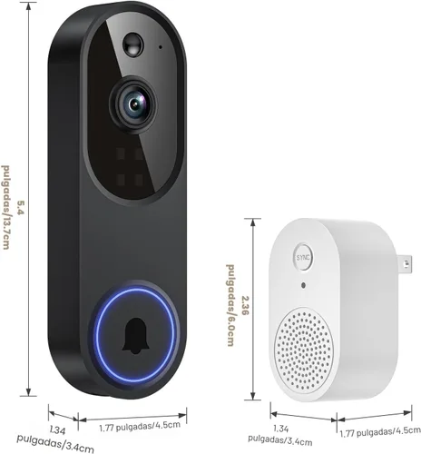 Miniatura 8 de Cámara de timbre de video inalámbrico 1080P, detección humana AI, conversación de 2 vías, visión nocturna, WiFi de 2.4 GHz, cámara de seguridad