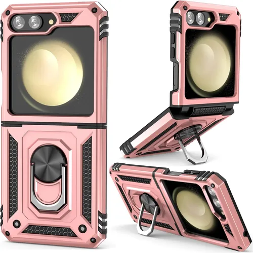 Miniatura 10 de ADDIT Z Flip 5 - Funda para Samsung Galaxy Z Flip 5, con anillo de soporte, soporte ajustable, grado militar, protección resistente, a prueba