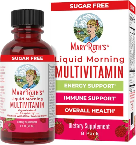 MaryRuth's Liquid Morning - Paquete de viaje multivitamínico para hombres y mujeres, vitamina A, C, D, E, B6, B12, biotina, zinc, belleza,