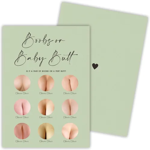 Miniatura 13 de 30 tarjetas de juego minimalistas verdes para baby shower con tarjeta de respuesta, juego de vientre de bebé o cerveza, juegos de baby shower