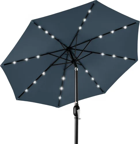 Miniatura 8 de Best Choice Products Solar Polyester LED Lighted Patio Umbrella w/Tilt Adjustment and UV-Resistant Fabric Gris niebla