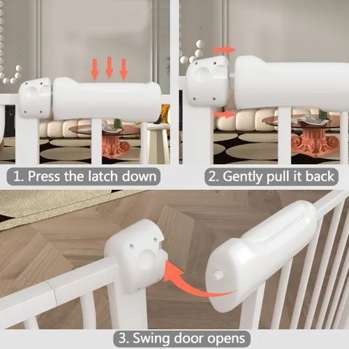 Miniatura 3 de Fairy Baby Puerta de bebé para puertas, escaleras, pasillo, 34-38.5 pulgadas de ancho, puertas para niños con kit de extensión montado a presión
