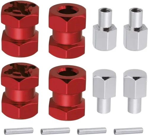 Miniatura 12 de Hobbypark - Paquete de 4 cubos de transmisión hexagonal de rueda de 0.472 in, acoplador combinador de aluminio de 0.591 in, extensión de Azul