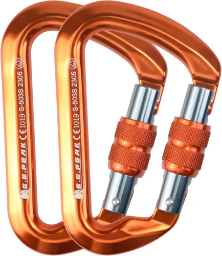 Miniatura 8 de SEPEAK UIAA - Mosquetón de escalada con bloqueo de 30 kN, clip profesional para puerta de tornillo resistente para escalada al aire libre