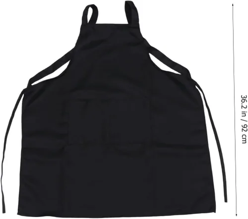 Miniatura 6 de SECFOU Delantal de servicio negro para mujer, delantal de cocina ajustable, delantal ajustable con babero