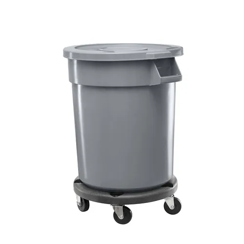 Miniatura 2 de Zedfire - Cubo de basura comercial redondo gris de 32 galones con tapa y plataforma, cubo de basura de cocina, papelera para interiores, papelera
