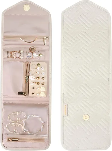 Miniatura 9 de BAGSMART - Organizador plegable de joyas para viaje, joyero de viaje de diseño floral y borla para llevar anillos, collares, aretes y pulseras
