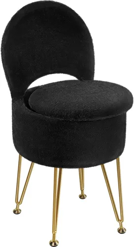 Miniatura 13 de GREENSTELL Taburete pequeño de tocador con almacenamiento y respaldo plegable, 13 x 13 x 17.7 pulgadas, otomana suave de piel sintética para Blanco