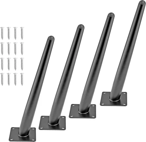 Miniatura 9 de 4 patas de muebles de 6 pulgadas, patas de metal cónicas oblicuas, color negro mate, pies de muebles de estilo de mediados de siglo para sofá