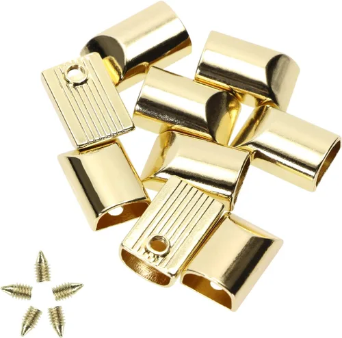 ONLYKXY 20 tapones de metal con cremallera, estilo rectangular, clip de cola con cremallera (dorado claro)