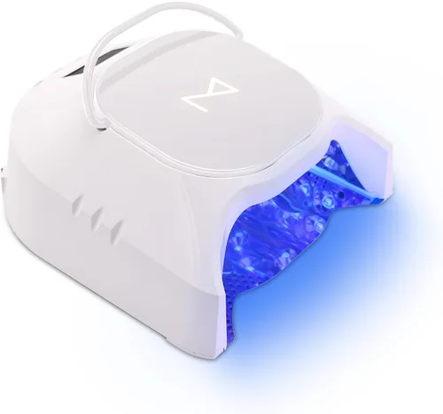 M - Lámpara de uñas profesional híbrida GlowPro de 86W inalámbrica recargable LED UV, secador de uñas inalámbrico para uñas de gel, manicura, Blanco
