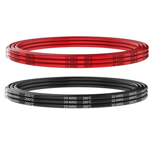 Cable eléctrico de 20 AWG calibre 20, cable de silicona de 20 pies [10 pies negro y 10 pies rojo] – 100 hebras suaves y flexibles de 0.003 in de
