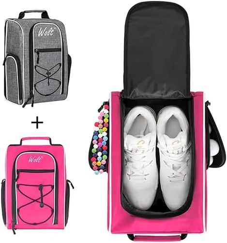 Miniatura 10 de Wolt Bolsa para zapatos de golf - Bolsas de transporte para zapatos deportivos y de viaje con ventilación y doble bolsillo exterior para accesorios