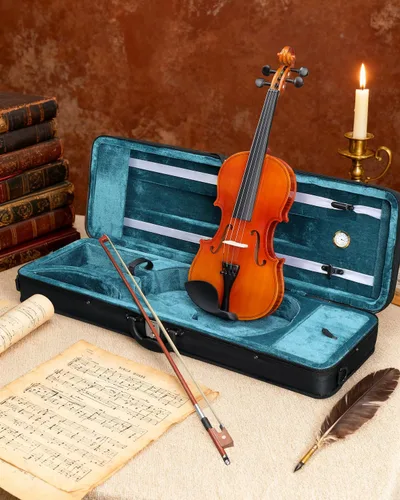 Miniatura 9 de Ktaxon Violín 4/4 Juego de Tamaño Completo Fiddle, Kit Completo de Violines Acústicos con Tablero Hecho a Mano, Estuche Rígido Ligero de Iniciación