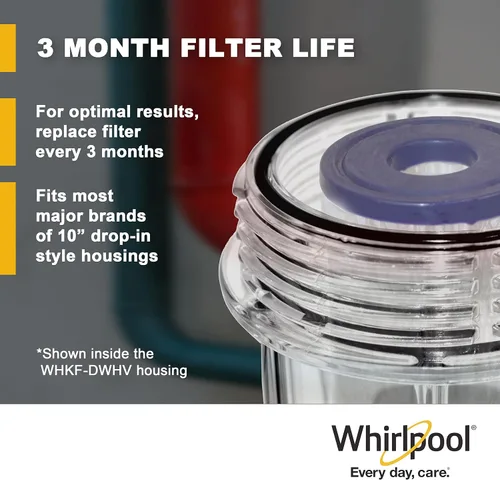 Miniatura 5 de Whirlpool Cartucho de repuesto de filtro de agua de sedimentos de 2.5 x 10 pulgadas WHKF_WHPL, certificado NSF de 20 micrones, protege