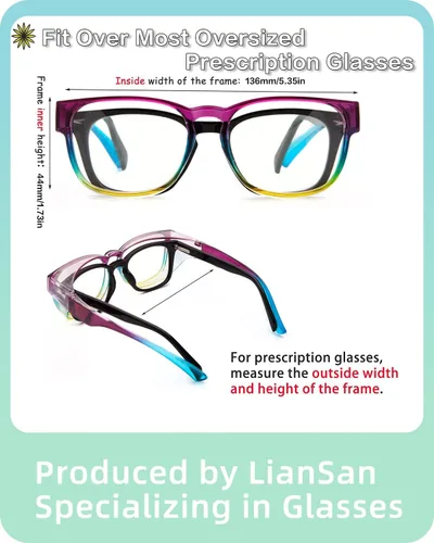Miniatura 5 de LianSan Gafas de seguridad sobre anteojos para mujer, gafas antivaho que se ajustan sobre las gafas para certificación ANSI Z87.1