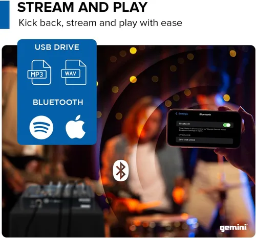 Miniatura 7 de Gemini - Mezclador de audio Bluetooth de 8 canales con reproducción USB, FX, EQ y Phantom Power, mezclador analógico compacto para podcasting