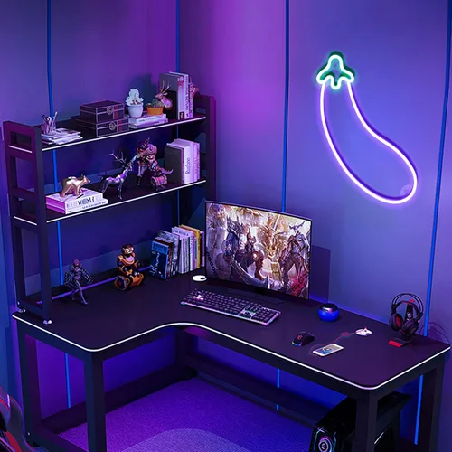 Miniatura 4 de ENUOLI Letreros de neón de berenjenas, luces LED de neón de berenjena morada, luces LED decorativas para decoración de pared, lámparas nocturnas