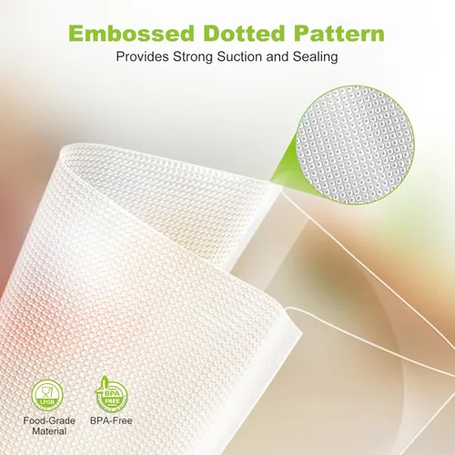 Miniatura 7 de [2025 Nuevo] Bonsenkitchen Rollos de Bolsas Selladoras al Vacío de 11" x 150' con Cortador para Almacenamiento de Alimentos, Grado Comercial, Sin