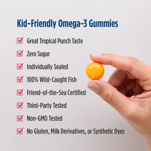 Miniatura 5 de Nordic Naturals Zero Sugar - Gomitas masticables de DHA para niños, Tropical Punch, 30 gomitas masticables para niños, 600 mg de omega-3 totales