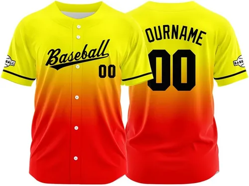 Miniatura 38 de Camiseta de béisbol con degradado personalizado, nombre, número y logotipo personalizados para hombres, mujeres y niños