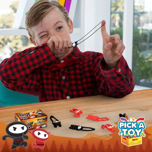 Miniatura 4 de PICK A TOY Juguetes ninja para niños y niñas, suministros de recuerdos de fiesta, ninjas voladores elásticos, 12 piezas, juguetes de tirachinas