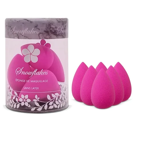 Miniatura 9 de Mini licuadora de esponja de maquillaje de copos de nieve para aplicación detallada alrededor de los ojos y otras áreas, 6 piezas, sin látex, Verde