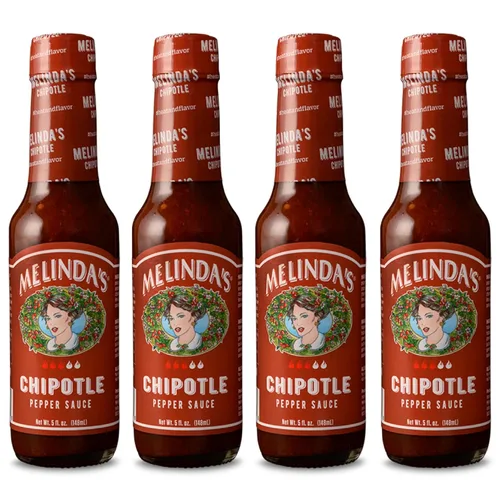 Miniatura 10 de Melinda's Salsa picante Chipotle - Hecha con chiles chipotle, chiles habaneros, zanahorias, cebolla, papaya y jugo de lima, Keto, vegano, salsa