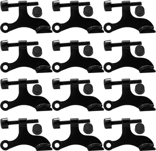 DCC Home Decor - Paquete de 12 topes de puerta con pasador de bisagra, ajustable, resistente, protector de pared de 2.5 pulgadas de ancho con Mate