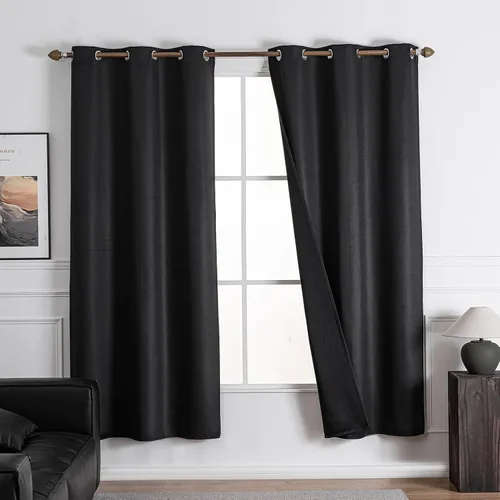 Miniatura 9 de NANPIPER Cortinas 100% opacas para dormitorio, juego de 2 paneles de 54 pulgadas de largo, cortinas de tratamiento de ventanas con aislamiento