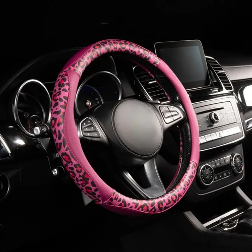 Miniatura 38 de Lord Autofashion - Funda para volante, piel sintética, interior de goma antideslizante, comodidad para todas las estaciones, 14.5-15 pulgadas
