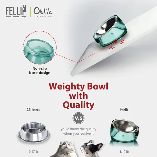 Miniatura 8 de Felli Oblik Cuencos Elevados para Comida de Gatos de Acero Inoxidable 304, Plato Plano Desmontable para Fatiga de Bigotes y Fácil Limpieza en Clásico