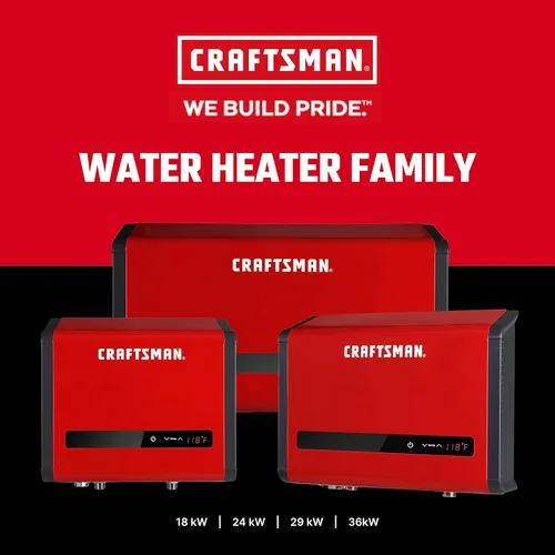 Miniatura 8 de CRAFTSMAN Calentador de agua eléctrico sin tanque de 24 kW, 240 voltios, 3.74 GPM, tecnología auto-modulante multiaplicación para toda la casa, agua