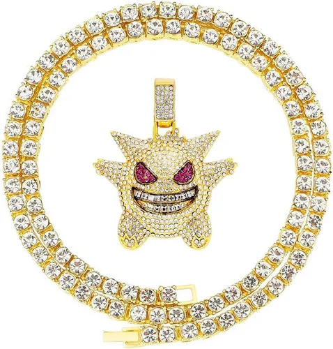 HH Bling Empire Iced Out Bling Cz Corona Rey Diamante Plata Oro Collares de cadena colgante de hip hop para hombre.
