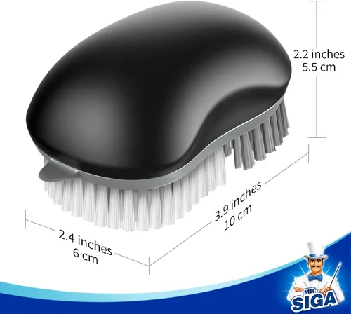 Miniatura 7 de MR.SIGA Cepillo de limpieza de frutas y verduras con agarre cómodo antideslizante, paquete de 2, color negro