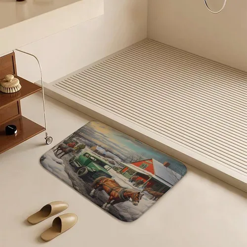 Miniatura 5 de Alfombra de baño de flores de caballo blanco, regalos de caballo para niñas, alfombra de baño de terciopelo antideslizante, tapete de ducha de felpa