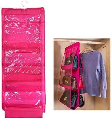 Kare Kind - Organizador de bolso colgante (rosa intenso), ahorro de espacio para armario, almacenamiento de armario, a prueba de polvo con gancho