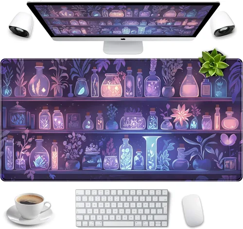 Miniatura 17 de Alfombrilla de escritorio Anime Kawaii Mousepad Linda Japonesa Alfombrilla de mouse grande para juegos XXL, Alfombrilla de teclado de laptop Azul