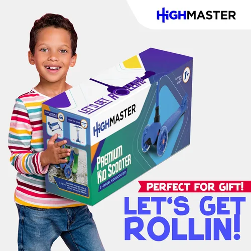 Miniatura 9 de HighMaster - Patinete para niños – Patinete de 3 ruedas para niños y niños pequeños – Manillar ajustable con luces LED en las ruedas – Diversión