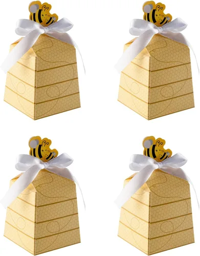 Miniatura 11 de Cyblinia 100 cajas de dulces de abeja, cajas de regalo de colmena, cajas de regalo de abejas con cintas para decoraciones de fiesta de cumpleaños