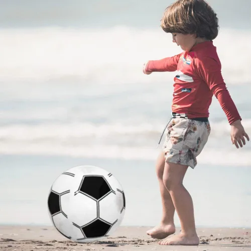 Miniatura 9 de Pelotas de playa de fútbol para niños: paquete de 12 pelotas inflables de playa a granel para piscina hawaiana tropical – 16 pulgadas temática