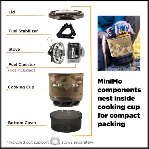 Miniatura 4 de Jetboil MiniMo - Sistema de cocina para estufa de camping y mochileros con control de calor ajustable Camuflaje