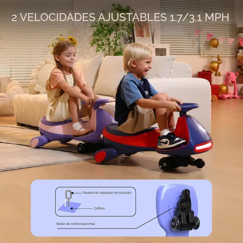 Miniatura 6 de FanttikRide N7 Classic - Coche eléctrico clásico con pedal, batería recargable, juguetes para montar, coche oscilante, 2 velocidades, antivuelco