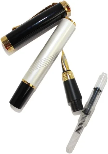 Miniatura 5 de Gullor Pluma estilográfica Jinhao 500 línea blanca tallado patrón pluma con clip dorado
