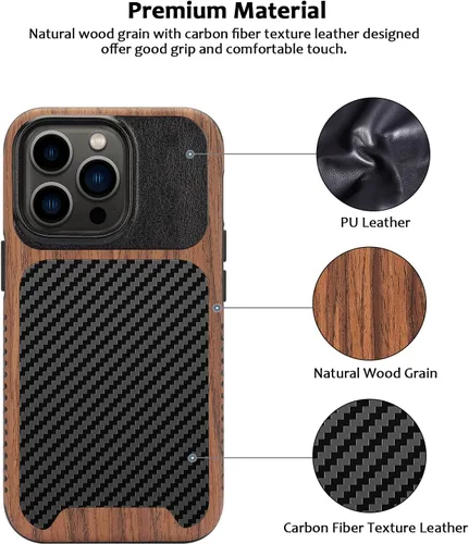 Miniatura 2 de Funda magnética ZZDZZ compatible con iPhone 14 Plus [Compatible con Magsafe] Diseño de cuero premium TPU híbrido a prueba de golpes (Negro)
